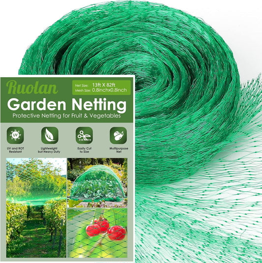 Ruolan Bird Netting for Garden Protect Vegetable Plants and Fruit Trees13X82Ft,Plastic Trellis Netting for Birds, Deer,Squirrels and Other Animals