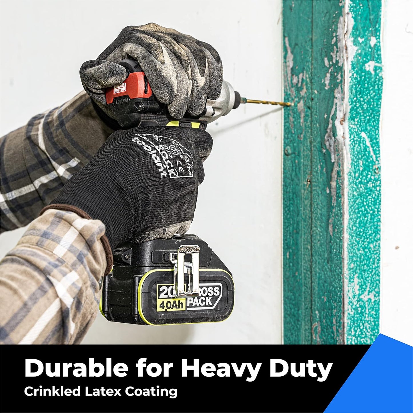 toolant Crinkle Latex Work Gloves Bulk, Rubber Coated Safety Work Gloves for Men and Women, 120 Pairs for Construction, Gardening, Warehouse (Black, Medium)