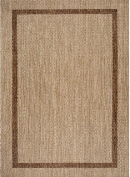 Bordered Outdoor Rug 5x7 Washable Outside Carpet for Indoor Patio Porch Waterproof Easy Cleaning Non Shedding Area Rugs Jute Beige - Nut Brown 5 x 7