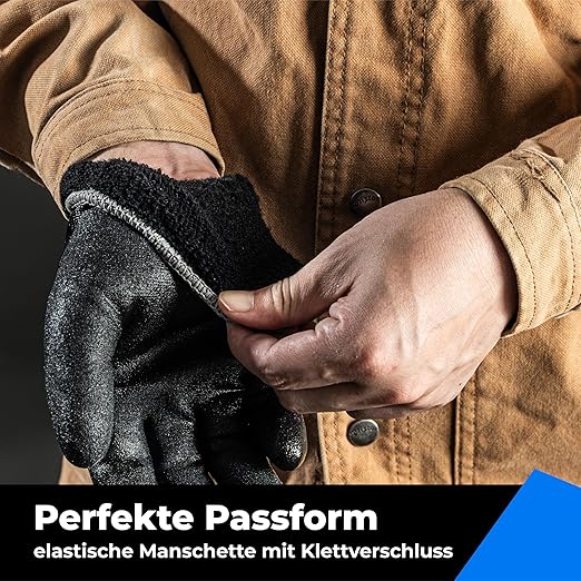 Waterproof Gloves Bulk Pack for Men and Women, 3 Pairs, Freezer Gloves with Grip, Double Nitrile Dipped for Extreme Oil Repellent, for Construction, Mechanics, Mining, Plumbing, Black, Medium