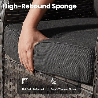 ovios 8 Pieces Patio Furniture Set, Outdoor Wicker Sofa with Swivel Chairs, Coffee Table, All Weather High Back Rattan Loveseat Couch with Comfy Cushions, Black