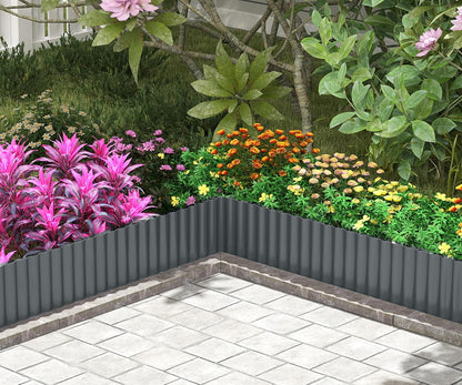Metal Garden Edging Border, Corrugated Steel Landscaping, DIY for Lawn (Black, 8 Inch x 20FT)
