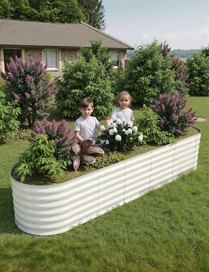 2 Pcs Raised Garden Beds Outdoor 8x2x2 ft - Galvanized Steel Planter Box for Vegetables, Flowers, Rust-Resistant Garden Box, Easy Assembly Raised Beds, Durable Planters for Outdoor Plants, Beige