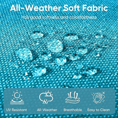 Patio Chair Cushions 4 Packs - Outside High Back Thick Water-Resistant Cushion 22x24 with Zipper Cover for Outdoor Glider Rocking Chairs Loveseat Couch – Teal/Buckle