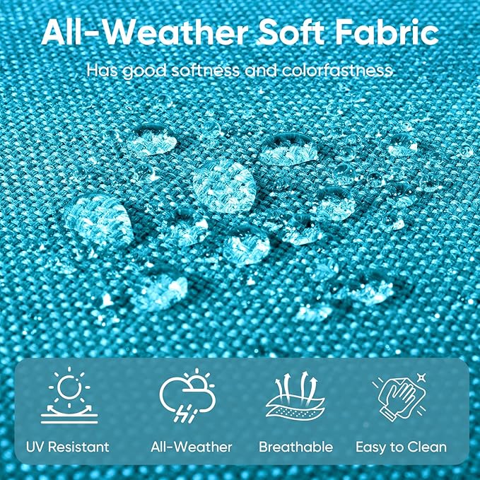 Outdoor Wicker Chair Cushions 2 Packs - Outside High Back Thick Water-Resistant Cushion 22x24 with Zipper Cover for Patio Glider Rocking Chairs Loveseat Couch – Teal/Buckle