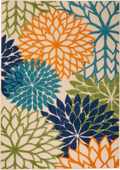 Nourison Aloha Indoor/Outdoor Multicolor 6' x 9' Area Rug, Easy Cleaning, Non Shedding, Bed Room, Living Room, Dining Room, Deck, Backyard, Patio (6x9)