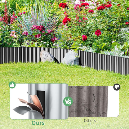 Corrugated Metal Garden Edging, 5''×100Ft Garden Border Edging, Landscape Edging Border, Metal Edging for Landscaping, Garden, Pathway, Lawn, Flower Bed(Silver)