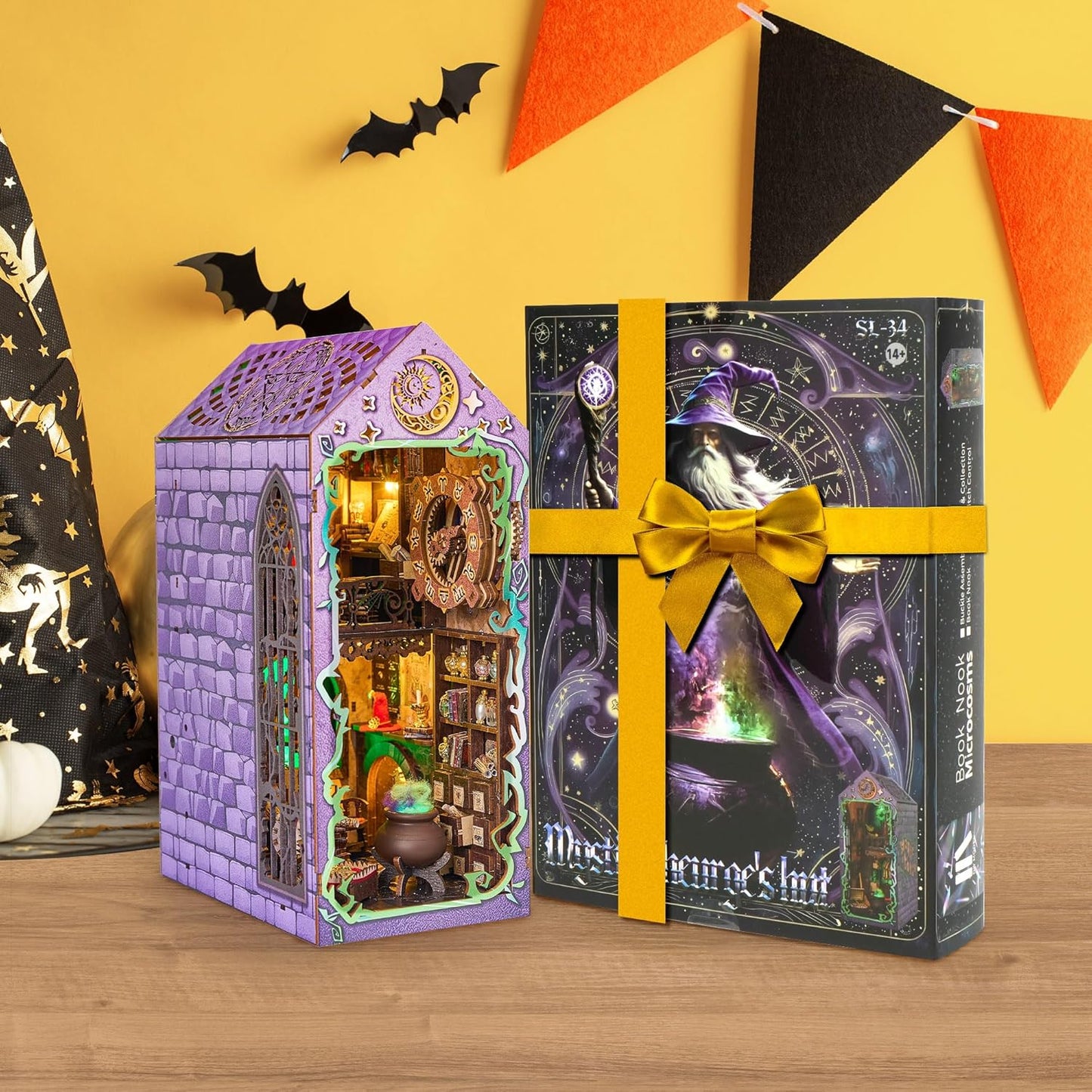 Book Nook Kit for Halloween Decorations, DIY Miniature House Kit, 3D Puzzle Halloween Decor for Adults and Teens, Dollhouse Booknook to Build Sacry Home Décor