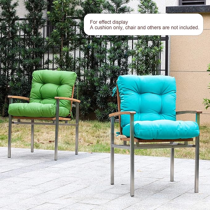 ARTPLAN All Weather Chair Outdoor Cushions Wicker Tufted Pillow with Back for Outdoor Furniture,Teal