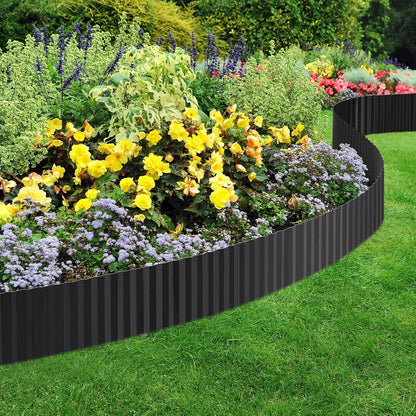 Corrugated Metal Garden Edging, 6"×40Ft Durable Metal Landscape Edging, Modern Corrugated Design for DIY Flower Beds and Landscaping Borders(Black)