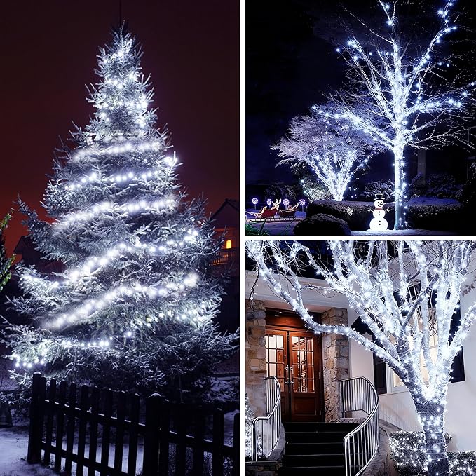 BlcTec Christmas Lights Indoor Outdoor, 300 LED 108FT Bright Christmas String Lights with 8 Modes, Connectable Plug, Waterproof, UL Listed and Timer, Suitable for Xmas Party Decorations, Cool White