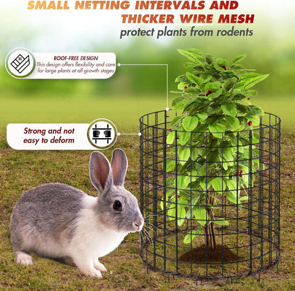 18pcs Plant Protectors from Animals, 6 Pack Metal Plant Cages to Keep Animals Out, 13.5'' Dia x 15'' H Garden Protection from Rabbits Chickens Ducks, Bunny Barricades for Garden