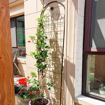 2 Pack Metal Garden Trellis 86.7" H Garden Fence Rustproof Trellis for Climbing Plants Support Roses Flower Outdoor Lawn Black