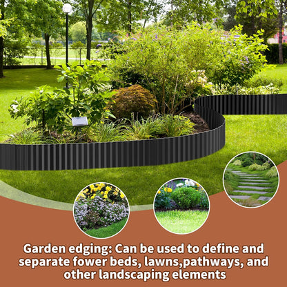 Corrugated Metal Garden Edging, 6"×40Ft Durable Metal Landscape Edging, Modern Corrugated Design for DIY Flower Beds and Landscaping Borders(Black)