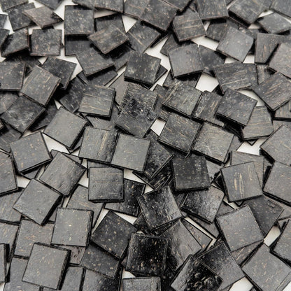 3/4 inch Quartz Glass Mosaic Tiles for Crafts, 1.1 LB, Square Mosaic Pieces for DIY Picture, Home Mosaic Decoration (Black)