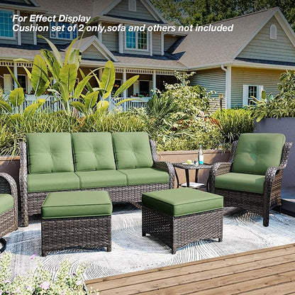 Joyside Outdoor Chair Cushions Set, 22x25/22x24 Inch Patio Furniture Deep Seat Cushions, Water Resistant & Thick Cushion, Outdoor Replacement Cushions for Seat and Sofa (Green, 1 Set)