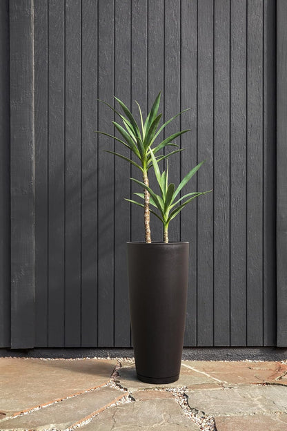 Veradek Vega Round Tall Planter Pots for Indoor/Outdoor Use | Made from Plastic - Stone Mix with Drainage Holes | Perfect for Small to Large Succulent Plants, Flowers, Modern Interior Plants
