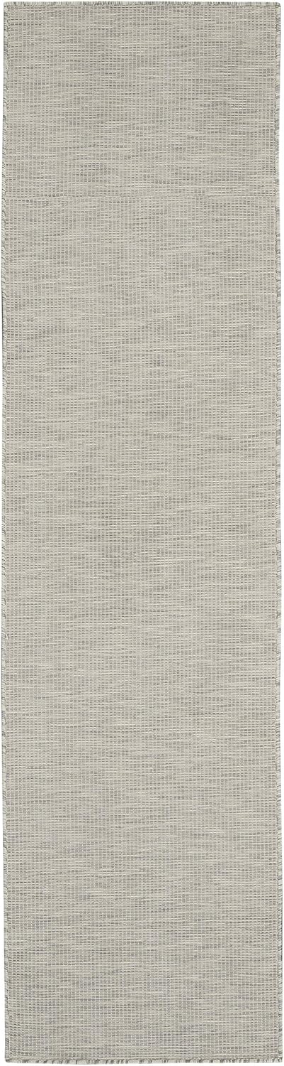 Nourison Positano Indoor/Outdoor Light Grey 2'2" x 8' Area Rug, Easy Cleaning, Non Shedding, Bed Room, Living Room, Dining Room, Backyard, Deck, Patio (2x8)