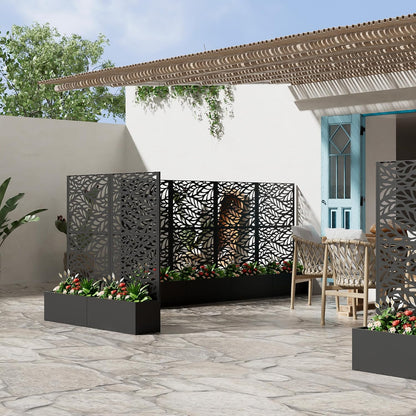 Casaphoria Metal Raised Garden Bed with Trellis, 59"x30"x12" Planter Box for Climbing Plants, Vegetables & Vines, Features Drainage Holes and Privacy Screen (Black-Spring)