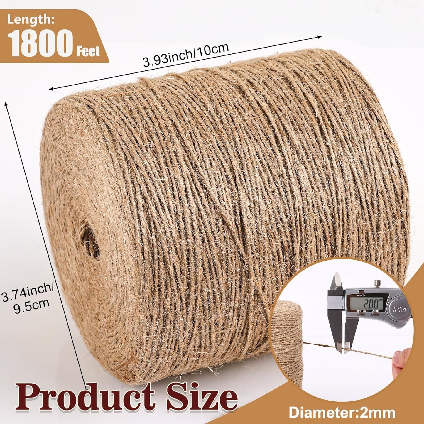 XSEINO 1800 Feet Natural Jute Twine Strong Garden Twine Rope for Arts Crafts Gift Wrapping Gardening Tomato Climbing Plant Tie Floristry Packing Decor