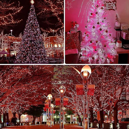 Connectable 240LED 88Ft 13Modes Christmas String Lights Outdoor Indoor | Extendable Green Wire Red & White Christmas Tree Lights with Timer | Twinkle Fairy Light Plug in for Xmas Tree (Red & White)