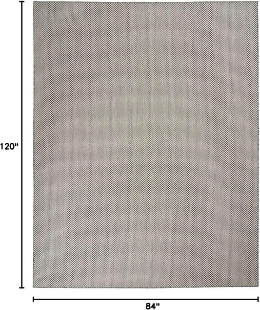 Nourison Home Courtyard Indoor/Outdoor Ivory Charcoal 7' x 10' Area Rug, Geometric, Easy Cleaning, Non Shedding, Bed Room, Living Room, Dining Room, Deck, Patio, Backyard (7x10)