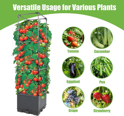 Sunnyglade 2 Pcs Raised Garden Bed Planter Box with Trellis, 44” Tomato Trellis Planter for Various Vine Climbing Plants Vegetables Detachable Frame for Outdoor Indoor Terrace