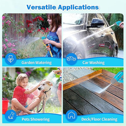 AUTOMAN Garden Hose Nozzle, 4 Adjustable Patterns Hose Sprayer, Heavy Duty High Pressure Water Hose Nozzle for Pets Bathing and Cleaning, Car Washing, Watering Plants in Lawn and Garden & Outdoor Fun.