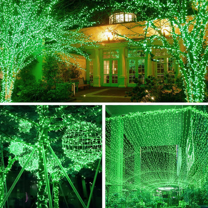 2 Pack 200 LED Solar String Lights St Patricks Day Decorations, 85.2ft 8 Modes Solar String Lights for Outside, Waterproof and Solar Powered Outdoor String Lights for Holiday Garden Tree Party (Green)