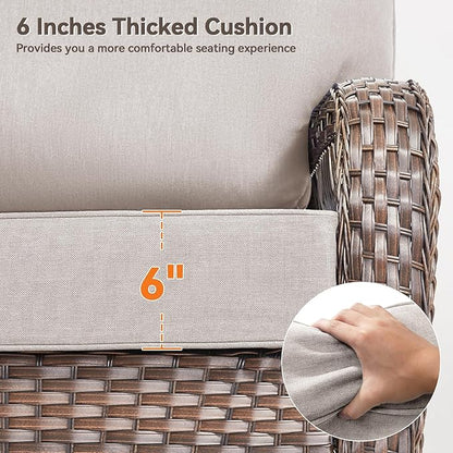 Luxury 6" Outdoor Cushions for Patio Furniture, 24x24x6" Thick Seat Cushion Set of 2, Fade Resistant Couch Chair Replacement Cushions High Density Deep Wicker Chair Cushion w/ Removable Cover, Beige
