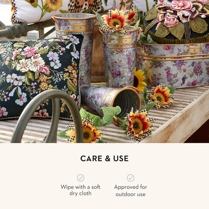 MACKENZIE-CHILDS Galvanized Flower Buckets, Decorative Metal Buckets, Flower Market, Set of 3