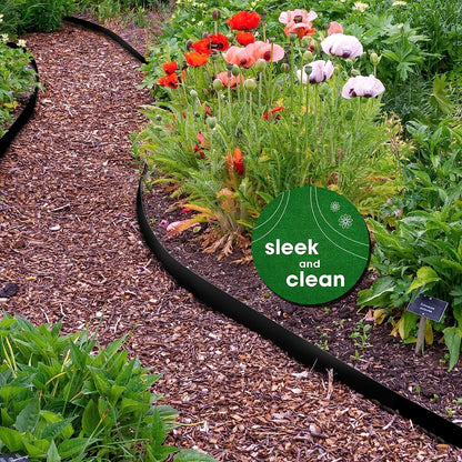 Worth Garden 6-Pack Galvanized Steel Landscape Edging with Black Powder Coating - 40" L x 6.5" H - Hammer-in 16-Gauge Metal Border Separator Strips with 7 Clips - Edge for Lawn Yard (20Ft Total)