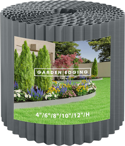 Metal Garden Edging Border, Corrugated Steel Landscaping, DIY for Lawn (Black, 6 Inch x 40FT)