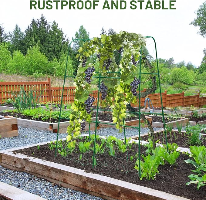 Large U-Shaped Garden Trellis for Tomatoes, Squash & Heavy Vines - Rust-Resistant, Powder-Coated Steel, Perfect for Outdoor Gardens & Vertical Planting(47" W x 63" H)