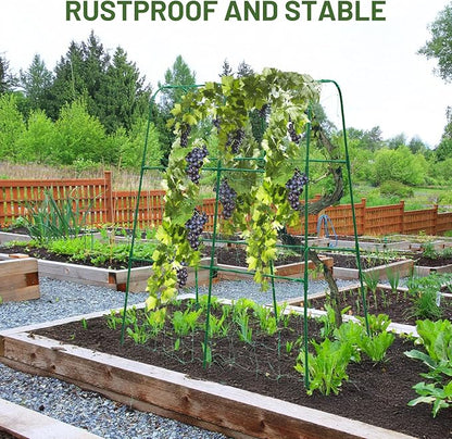 Large U-Shaped Garden Trellis for Tomatoes, Squash & Heavy Vines - Rust-Resistant, Powder-Coated Steel, Perfect for Outdoor Gardens & Vertical Planting(47" W x 63" H)