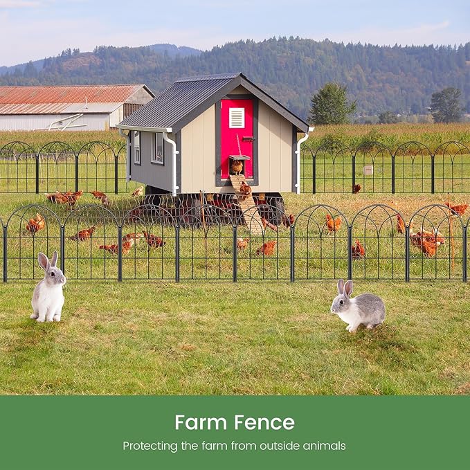 Garden Fences Animal Barrier, 12.55"*16.48" Black Garden Border Fencing, Arched Rustproof Metal No Dig Fence for Dogs, Outdoor Fence, Dog Fencing for Yard, Flower Bed (Medium 19 Pcs)