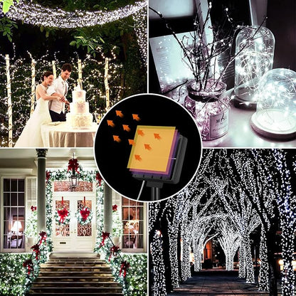 Brightever Solar Outdoor LED String Lights 288Ft Waterproof, 4-Pack Each 72FT 200 LED Solar Powered Fairy Lights with 8 Modes, Outside Twinkle Lights for Backyard, Balcony, Christmas (Daylight White)