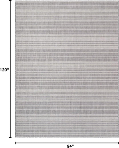 Stripe Outdoor Rug 8x10 Washable Outside Carpet for Indoor Patio Porch Waterproof Easy Cleaning Non Shedding Area Rugs Gray 8 x 10