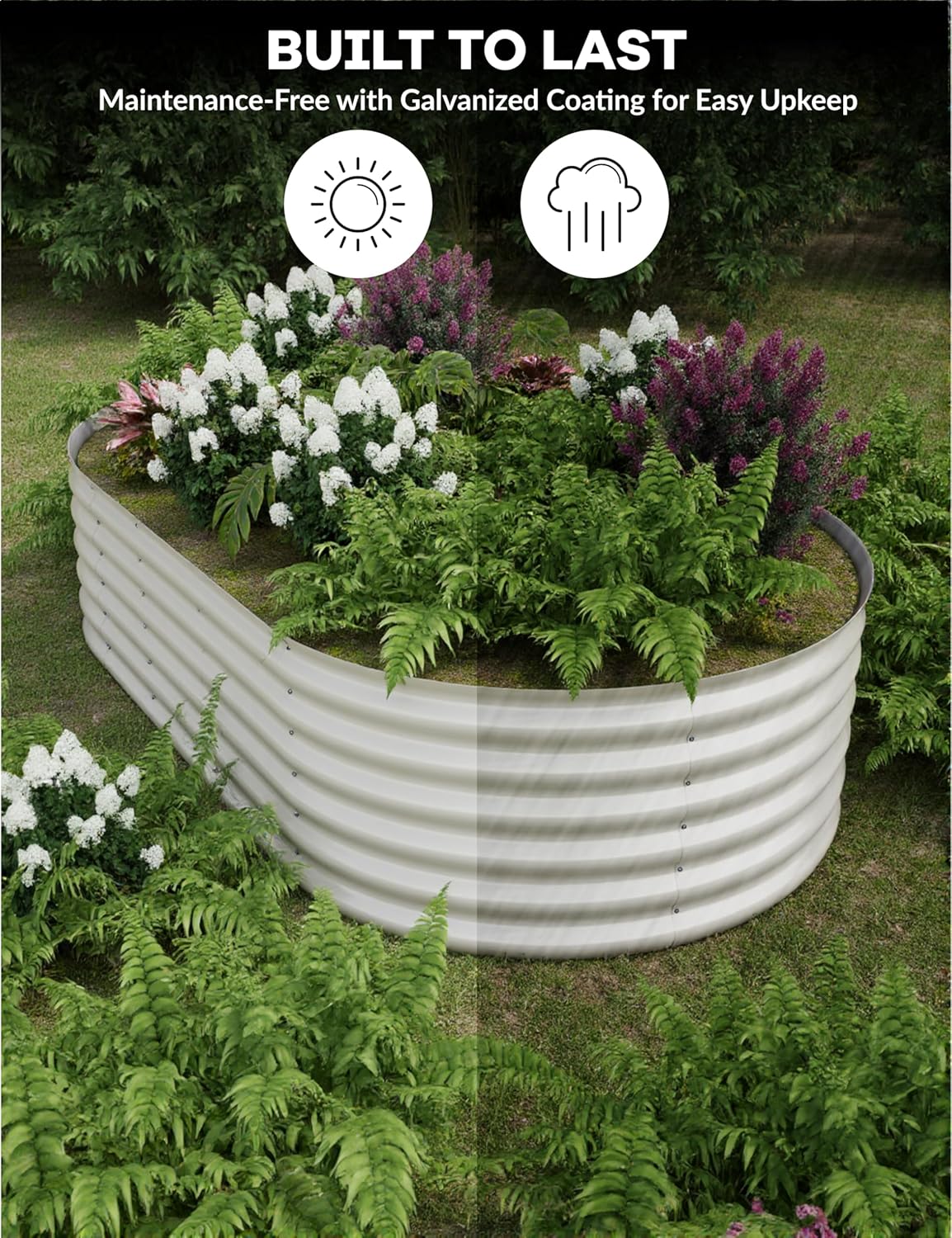 2 Pcs Raised Garden Beds Outdoor 8x4x1.5 ft - Galvanized Steel Planter Box for Vegetables, Flowers, Rust-Resistant Garden Box, Easy Assembly Raised Beds, Durable Planters for Outdoor Plants, Beige