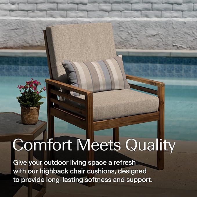 Honeycomb Outdoor Highback, 21" W x 42" L, Textured Solid Birch Tan Chair Cushion