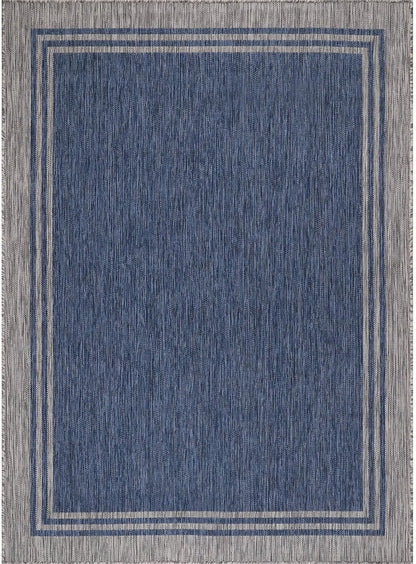 Bordered Outdoor Rug 5x7 Washable Outside Carpet for Indoor Patio Porch Waterproof Easy Cleaning Non Shedding Area Rugs Navy 5 x 7