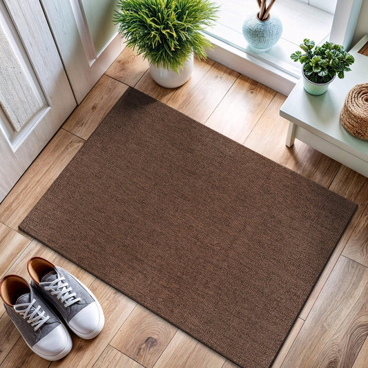 CAMILSON Easy Jute Rug 2x3, Indoor Outdoor Brown Color Fiber Area Rugs for Living Room and Kitchen Rug, Solid Boho Woven Design, Easy-Cleaning, Washable Outside Carpet Alfombras (2 x 3)
