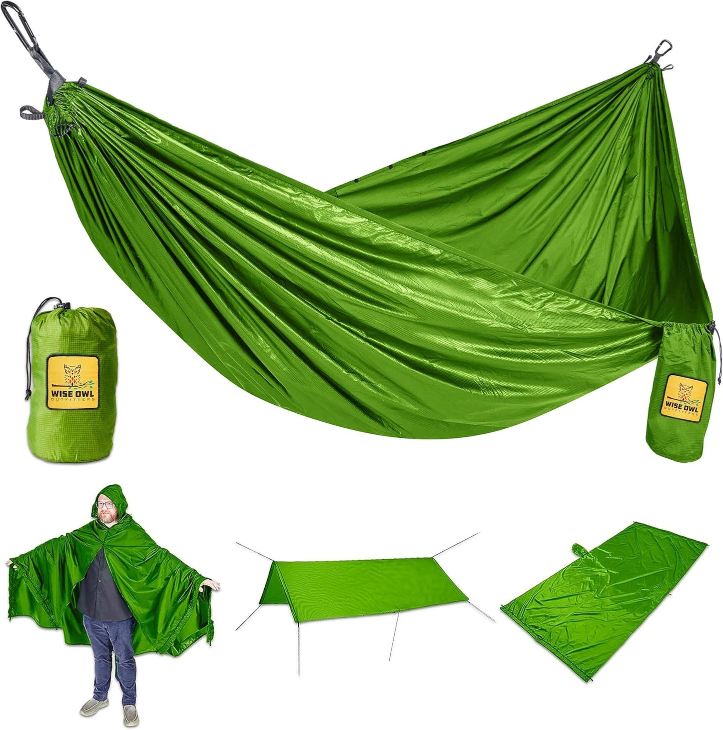Wise Owl Outfitters Camping Hammock – 500lbs Portable Hammock with Tree Straps - Travel, Backpacking, Hiking, Outdoors Camping Gear - Single or Double
