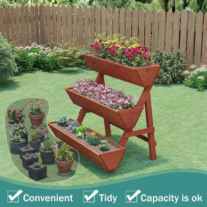 Raised Garden Bed, 3 Tier Vertical Garden Planter for Indoor & Outdoor, Raised Planter Box with Legs, Garden Planter Box for Flowers/Vegetables/Plants