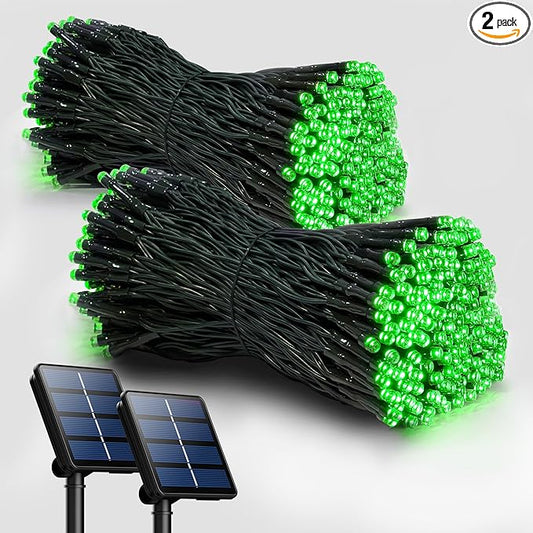 2 Pack Solar Christmas Lights Outdoor, 72FT 200 LED Solar String Lights with 8 Lighting Modes, IP65 Waterproof Solar Lights Outdoor for Xmas Garden Party Tree Decor