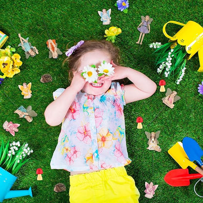 Roowest 16 Pcs Garden Accessories Miniatures Fairies Kit Christmas Resin Hedgehogs Cute Tiny Mushroom Miniature Figurines Mini Garden Micro Landscape Ornaments for Lawn Yard Home Decorations