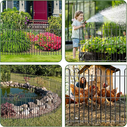 15 Panels Decorative Garden Fence, 32ft X 32in Rustproof Metal Animal Barrier Fence, No Dig Fence Garden Fence, Arched Flower Bed Edging Ornamental Wire Border Fencing for Outdoor Yard, Patio Decor