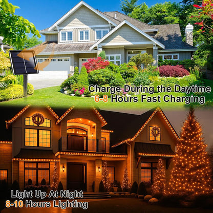Extra-Long 144FT Solar String Lights for Outside, 2 Pack 400LED Solar Fairy Lights Outdoor, Waterproof Copper Wire with 8 Modes Twinkle Lights for Tree Garden Party Xmas Wedding Decor (Orange)