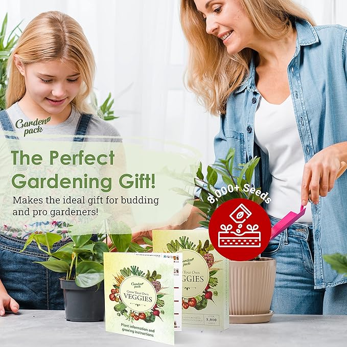 Garden Pack 20 Vegetable Seeds Varieties – High Yield Garden Seeds for Planting Vegetables – Over 8,000 Premium, Non-GMO Heirloom Seed for Outdoor & Indoor Garden