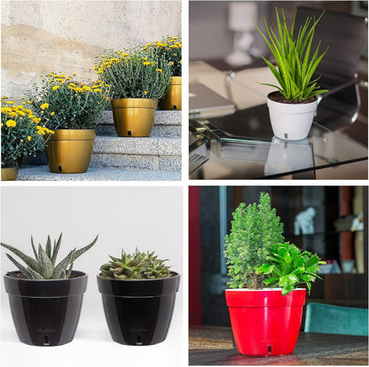 Santino ASTI 11.8 Inch Self Watering Planter GREY/WHITE for Indoor Plants - Premium Quality Modern Plastic Planter Pot w/ Water level Indicator for All House Herbs, Plants, African Violets and Dahlias